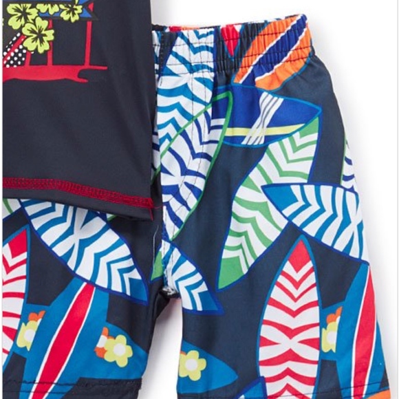 Swim Trunk & Rashguard Surfboard Tropical Set NEW - Picture 4 of 4